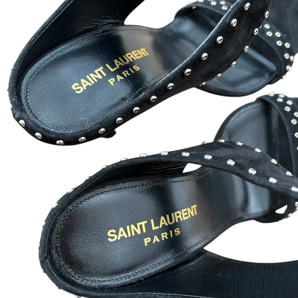 Saint Laurent Leather Mica 105 Stud Mule Black Size 6.5 - Picture 9 of 13